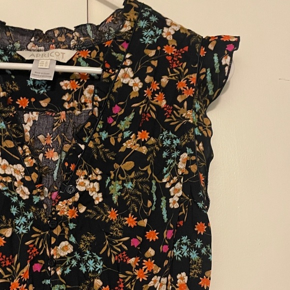 Apricot Floral Black Dress women’s 12 - Picture 5 of 6